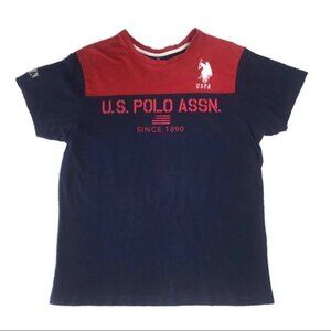 Vintage Y2K U.S. POLO ASSN. Navy/Red Short Sleeve Colorblock Crewneck T-Shirt